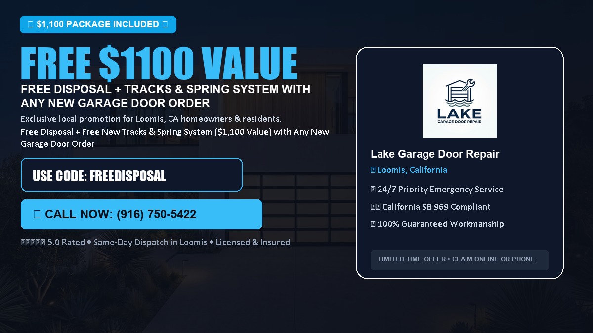 Free Disposal + Free New Tracks & Spring System with Any New Garage Door Order ($1100 Value) in Loomis, CA